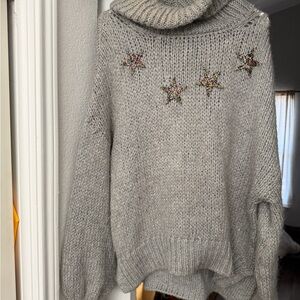 ASOS Gray beaded Star Turtleneck Sweater